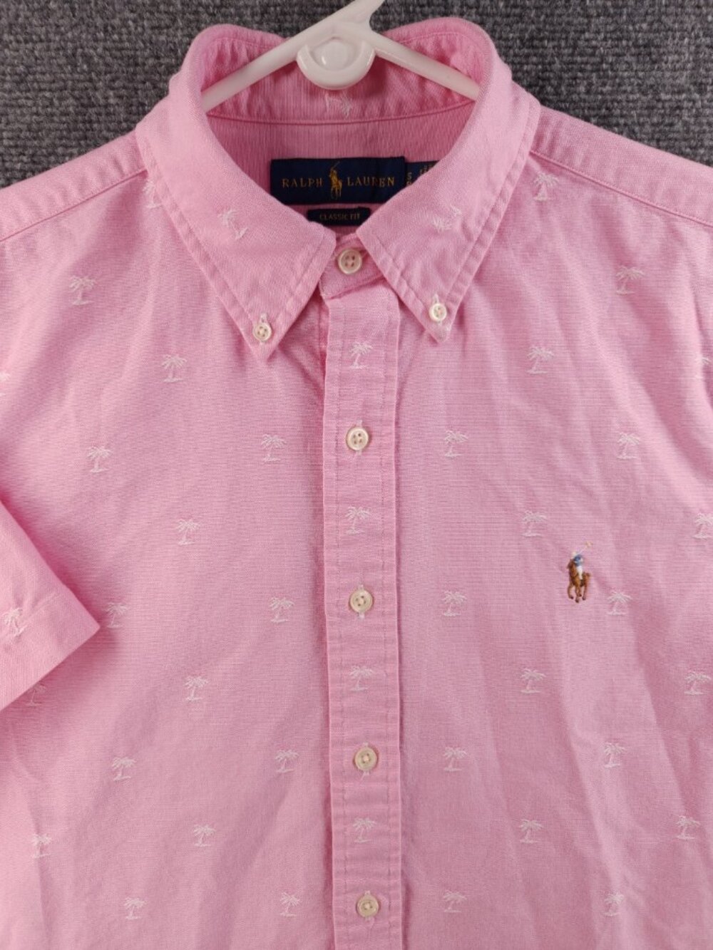 Ralph Lauren Button-Down Short Sleeve Classic Pink Small Palm Tree Graphic Print